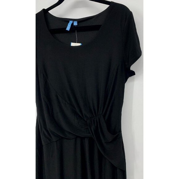 B-Slim Women Dress Large Short Sleeve Black Side Ruched Knee Length Stretch New - Picture 3 of 9
